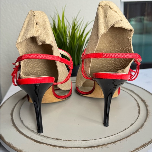 Christian Lacroix Tassel Accent Red Leather Slingback Heels Women’s US  6 - Picture 4 of 7